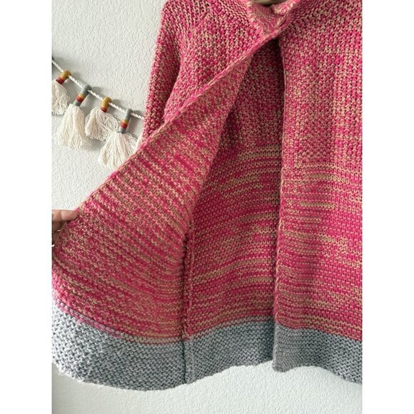 Sundance Selina Wool Blend Crochet Knit Open Font Longline Cardigan Pink Preppy - Picture 9 of 10